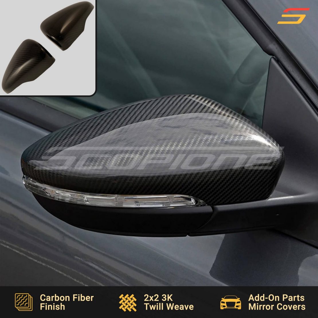 Scopione Carbon Fiber Side Mirror Covers For Volkswagen Golf Mk