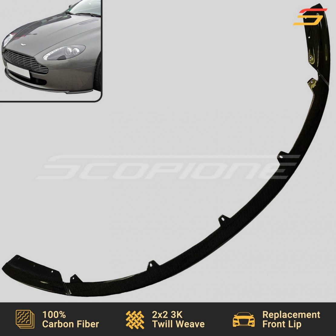 New Fit For Aston Martin Vantage V8 Carbon Fiber Front Lip Bumper - Bras -  AliExpress