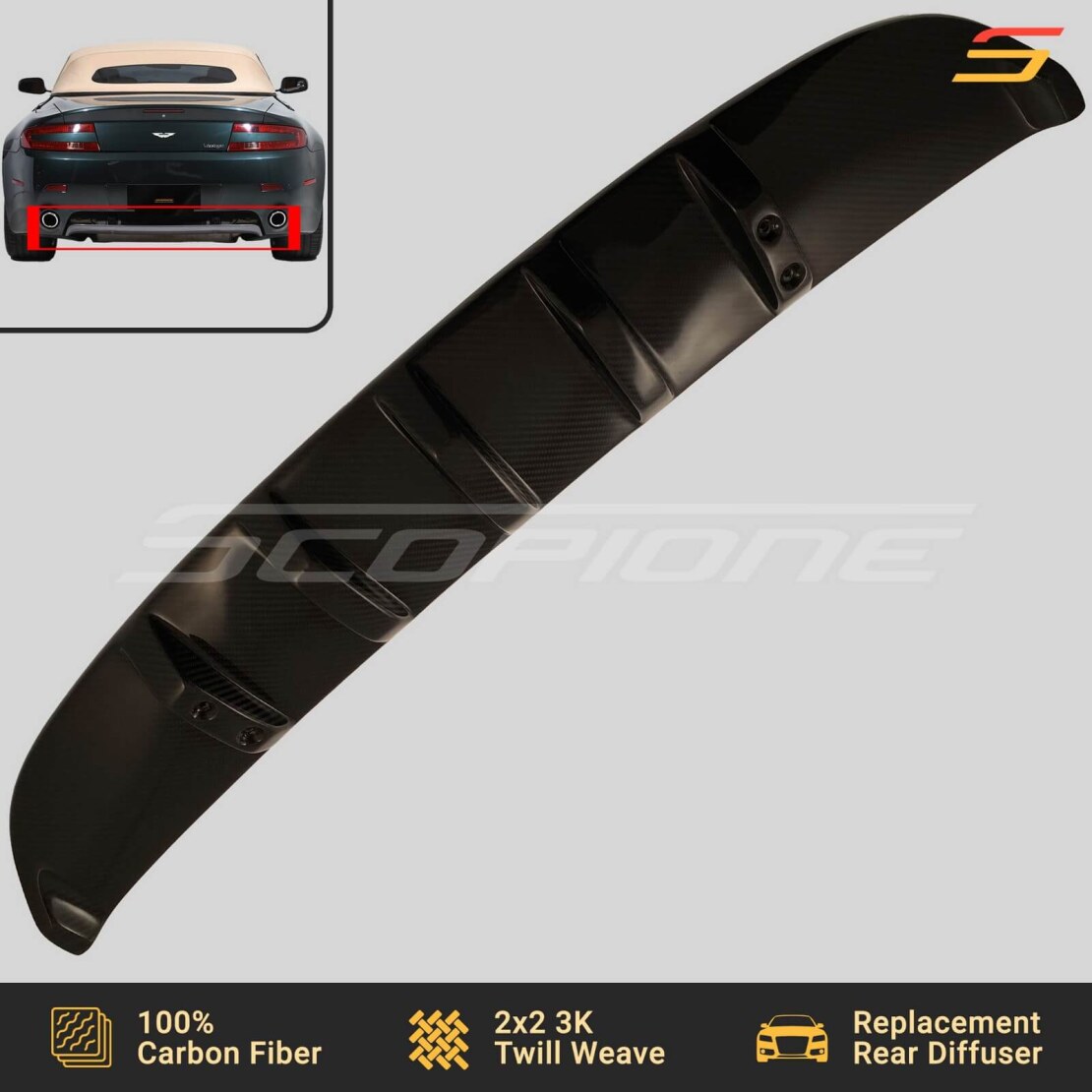 Scopione Carbon Diffuser SC2 for Aston Martin 06-12 V8 Vantage