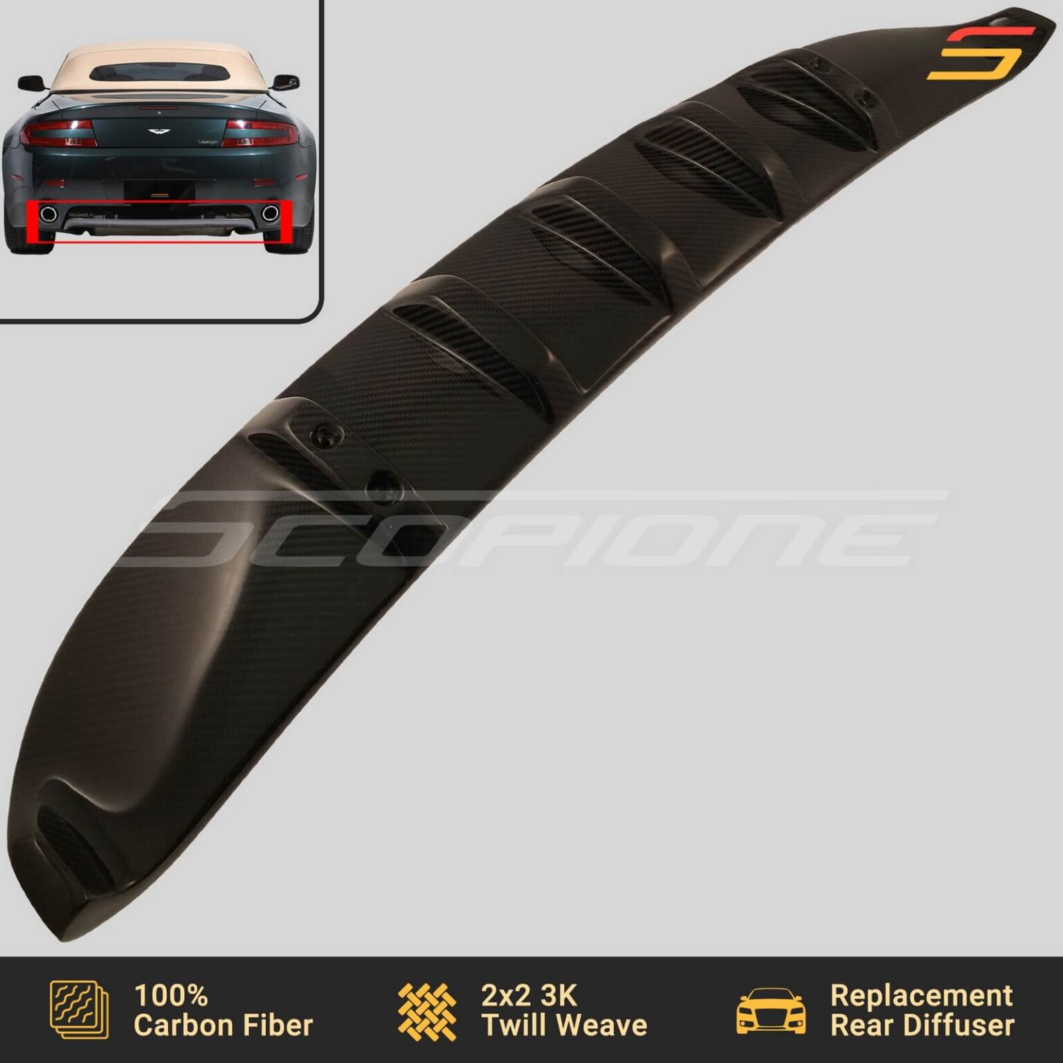 Scopione Carbon Diffuser SC2 for Aston Martin 06-12 V8 Vantage