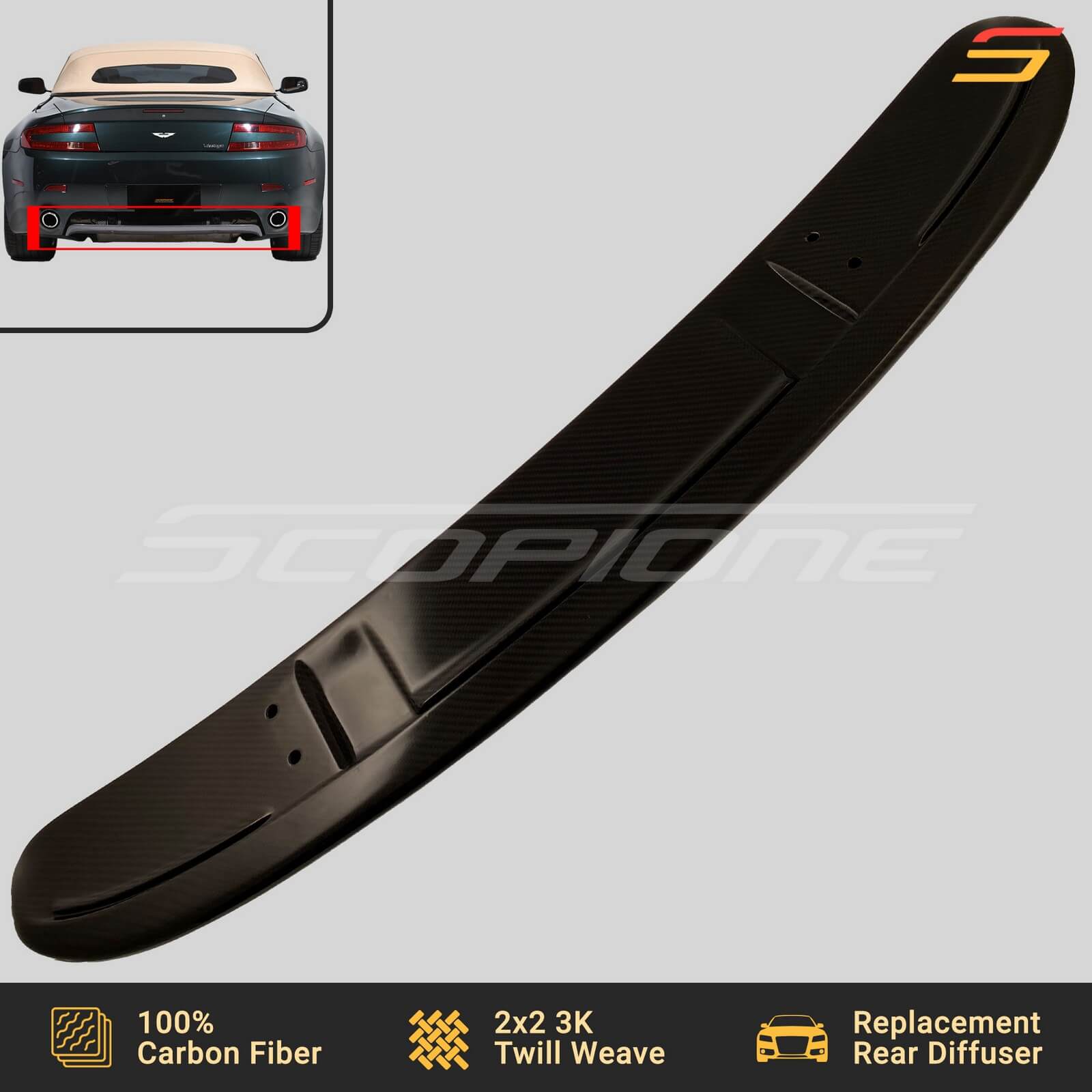 Carbon Fiber Rear Bumper Diffuser SC2 for Aston Martin 06-12 V8 Vantage - Image 5