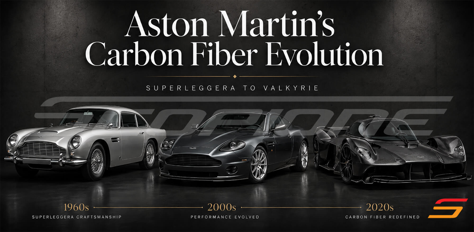 Aston Martin’s carbon fiber evolution – Superleggera to Valkyrie timeline with the DB5, V12 Vanquish and Valkyrie