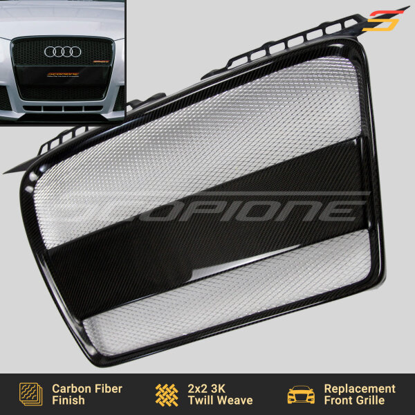 Scopione Audi A3 8P non-S-Line carbon fiber grille displayed flat