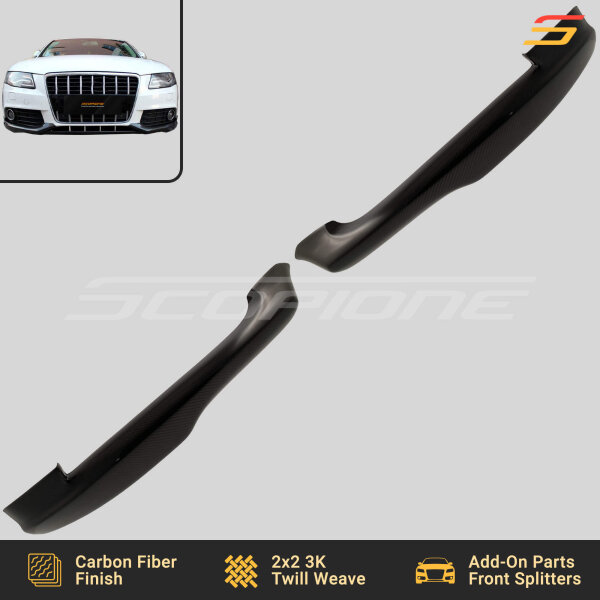 Scopione carbon fiber front bumper splitters for Audi A4 B8 2009–2012 non-S-Line
