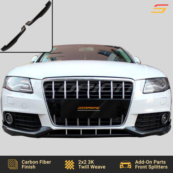 Scopione carbon fiber front bumper splitters installed on Audi A4 B8 base model 2.0T