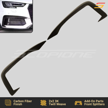 Scopione carbon fiber front bumper canards splitters for Audi A4 S4 B9 S-Line 2017–2019