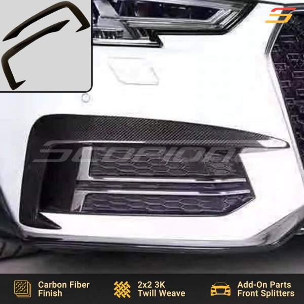 Scopione carbon fiber canards installed on Audi S4 B9 S-Line front bumper