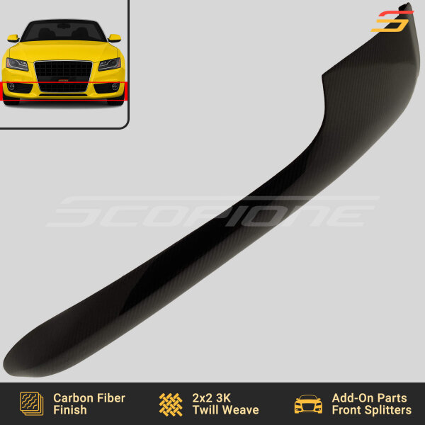 Front-facing view of Scopione carbon fiber front splitter for Audi A5 B8