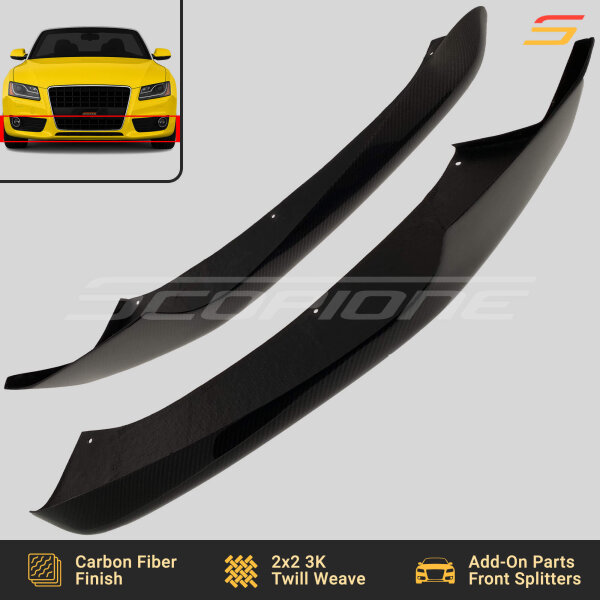Underside of Scopione carbon fiber front bumper splitters for Audi A5 B8
