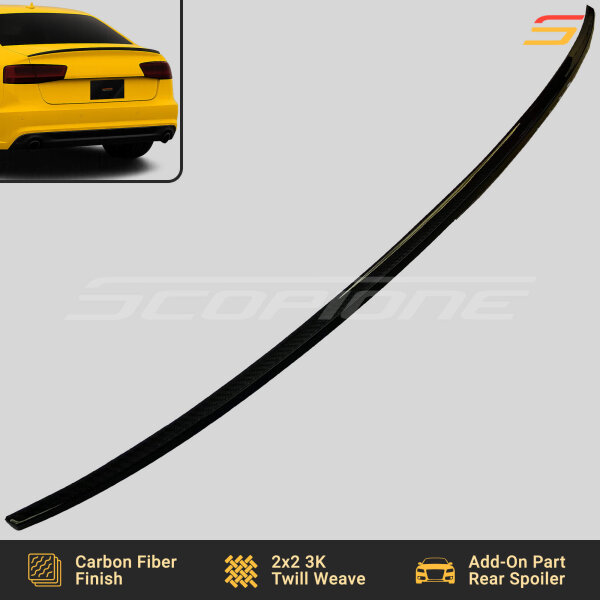 Close-up of carbon fiber weave on Scopione rear spoiler for Audi A6 S6 C7