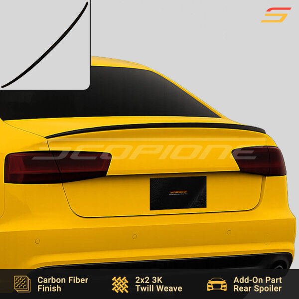 Scopione carbon fiber trunk spoiler installed on Audi A6 C7 sedan rear deck