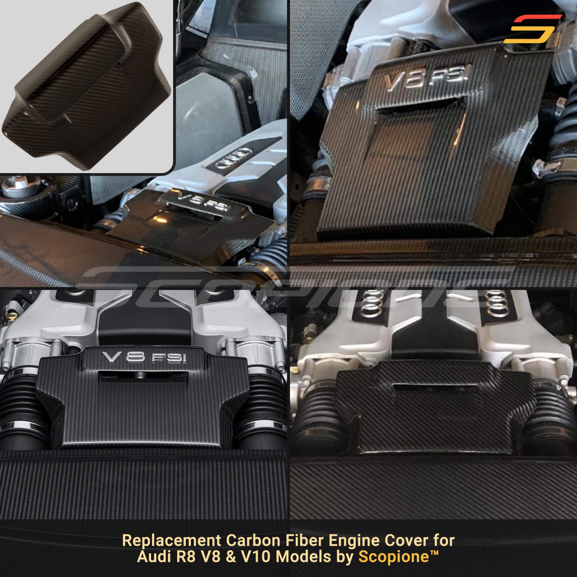 Scopione Carbon Rear Engine Intake Cover for Audi 08-12 R8