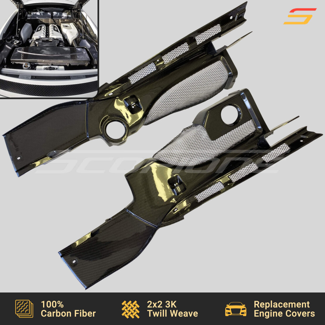 Scopione Carbon Engine Bay Side Covers: Audi 08-15 R8 Coupe