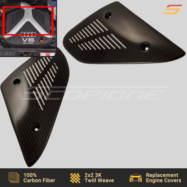 Scopione carbon fiber side engine covers for Audi S4 B5 2.7T V6 BiTurbo