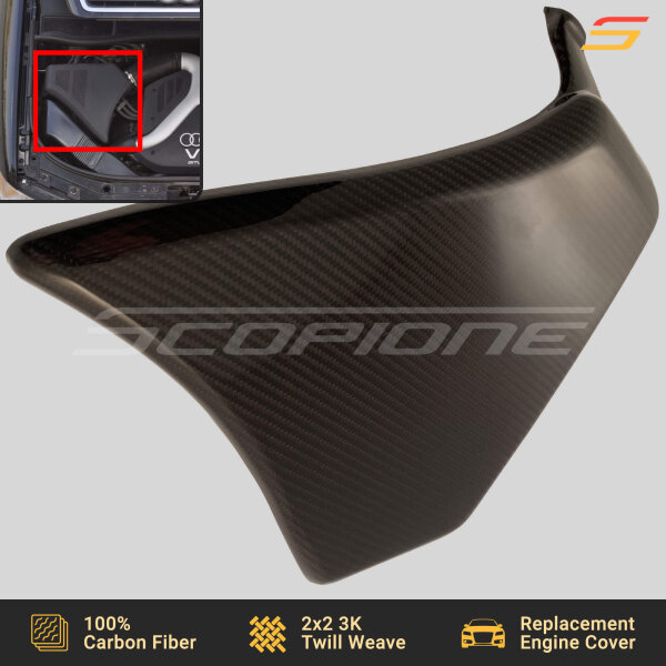 Close-up of carbon fiber weave on Scopione Audi 2.7T air intake box cover