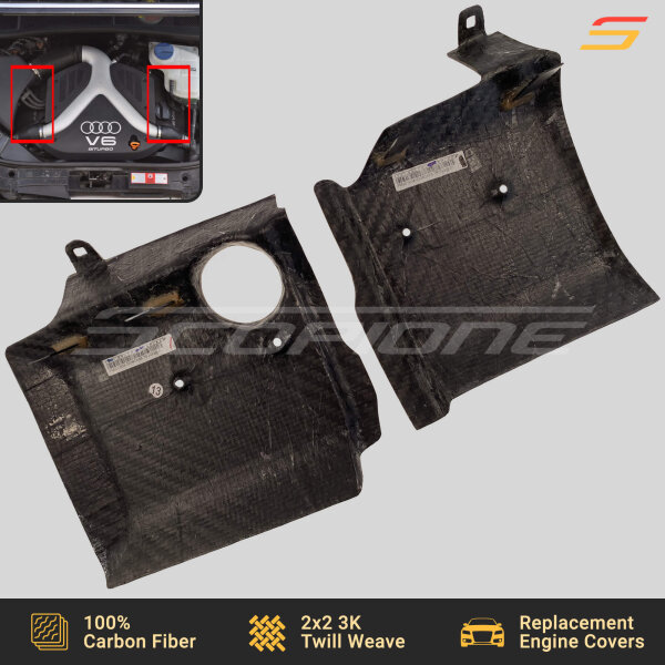 Underside view of Scopione carbon fiber valve covers for Audi S4 B5 A6 C5 2.7T