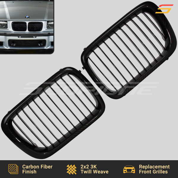 Scopione Carbon Fiber LCI Kidney Grilles for BMW E36 1997–1999