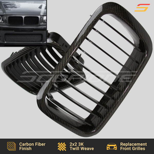 Scopione Carbon Fiber Replacement Kidney Grilles for BMW E36 1991–1996 Pre-LCI