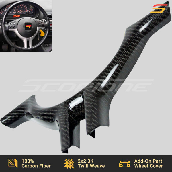 Angled View of Carbon Fiber Steering Wheel Trim for BMW E46 E39 E36 E53