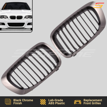 Scopione Black Chrome Pre-LCI Kidney Grille Set for BMW 99-03 2dr 3 Series & 01-06 M3 E46