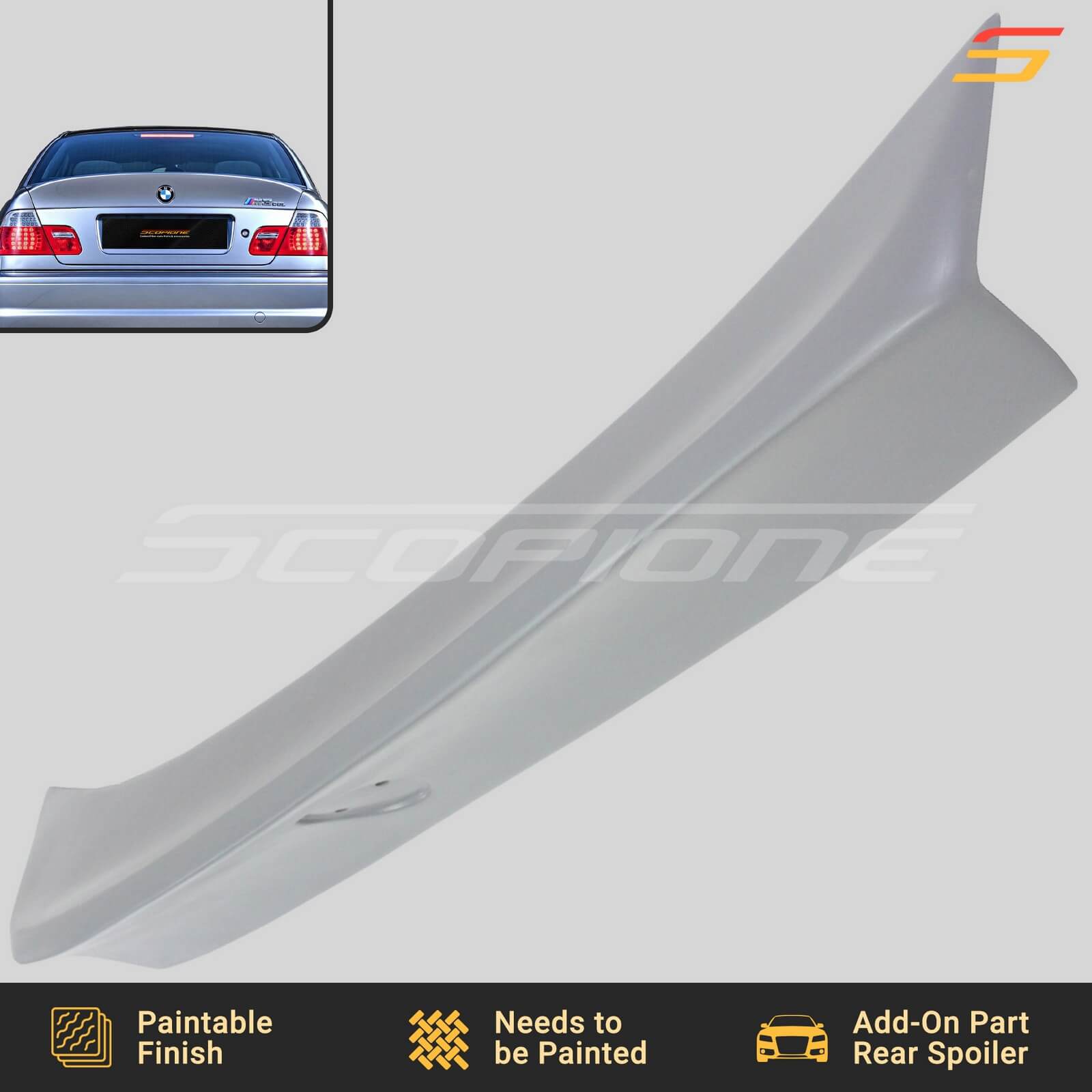 Scopione FiberGlass Rear CSL M3 Trunk Spoiler for BMW 3 Series E46 Coupe