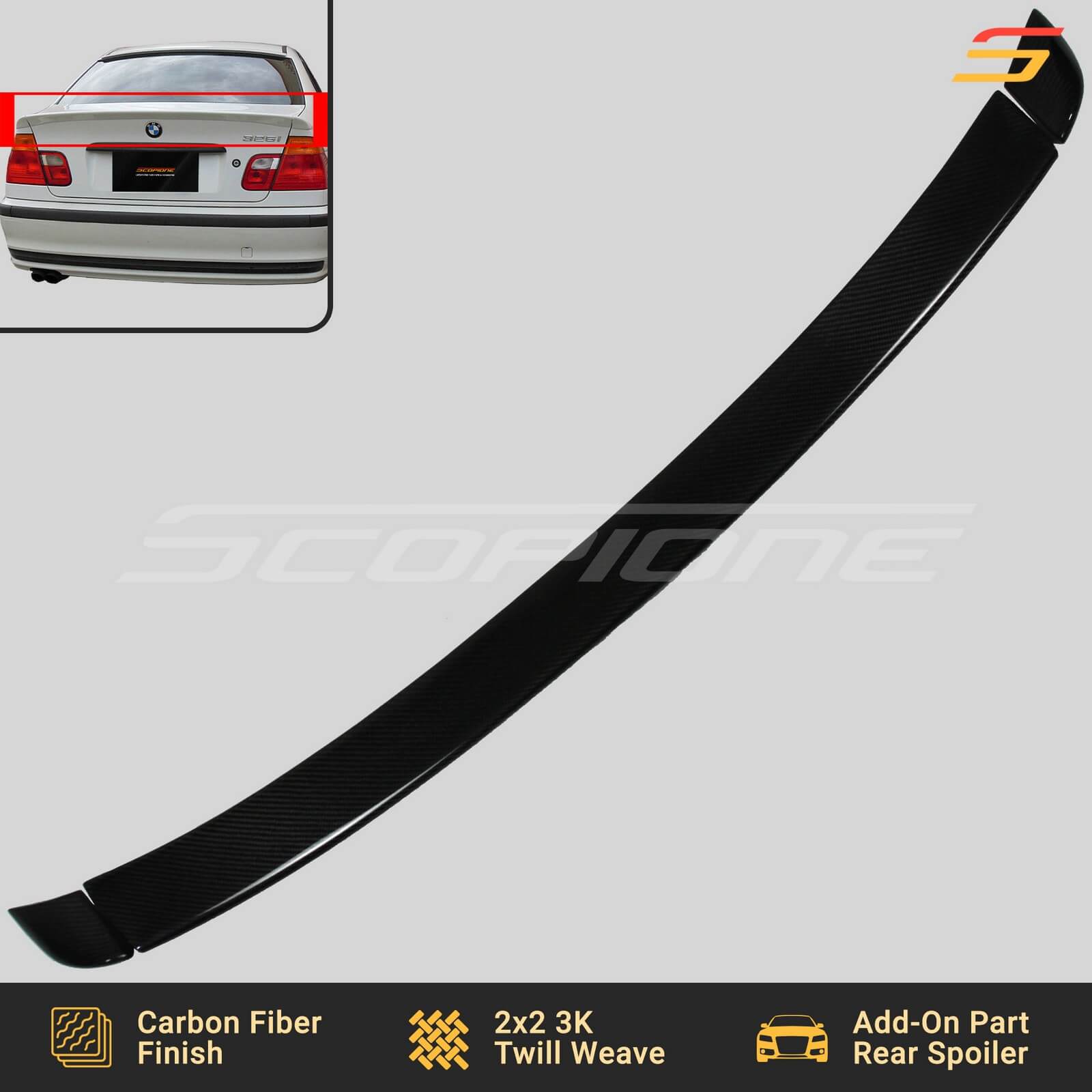 BMW E46 3 Series 2DR A Type Roof Spoiler Wing & Trunk Lip Spoiler 99-05