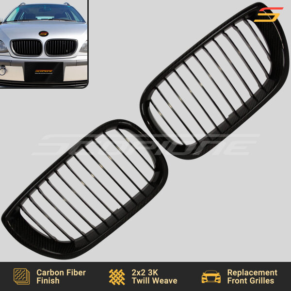 Scopione Carbon Fiber LCI Kidney Grilles for BMW E46 4-Door Sedan 2002–2005
