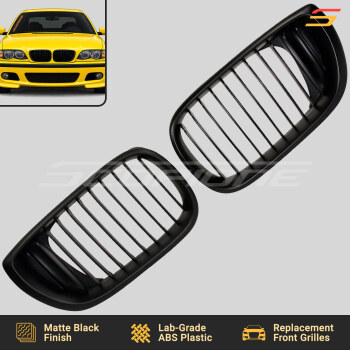 Scopione Matte Black LCI Kidney Grille Set for BMW 02-05 4dr 3 Series E46