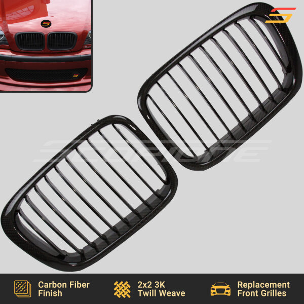 Scopione Carbon Fiber Pre-LCI Kidney Grilles for BMW E46 4-Door Sedan 1999–2001