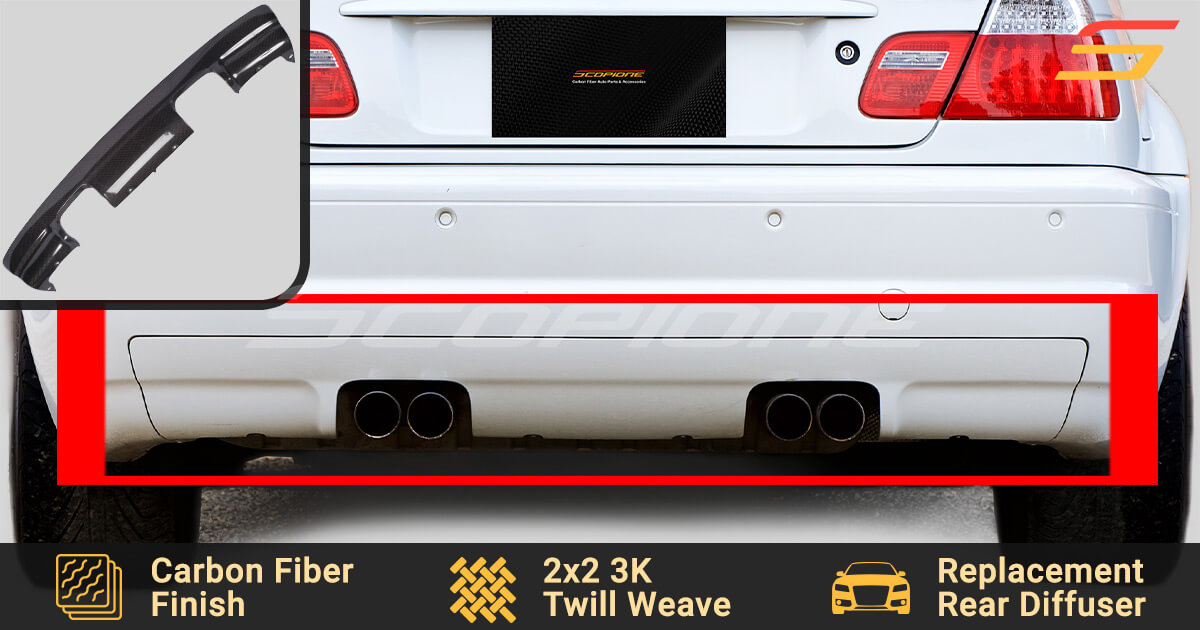 Rear Diffuser For BMW E46 M3 Coupe/Convertible 2001-2006 - Half Carbon Fiber Lower Bumper Lip Spoiler