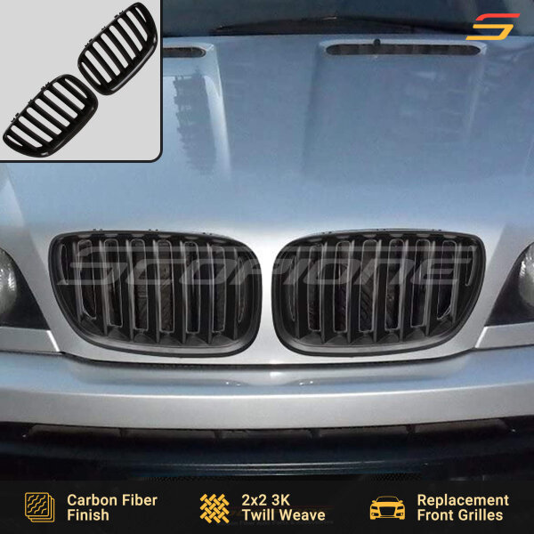 Scopione Carbon Fiber Kidney Grilles Installed on BMW X5 E53 LCI 2004–2006
