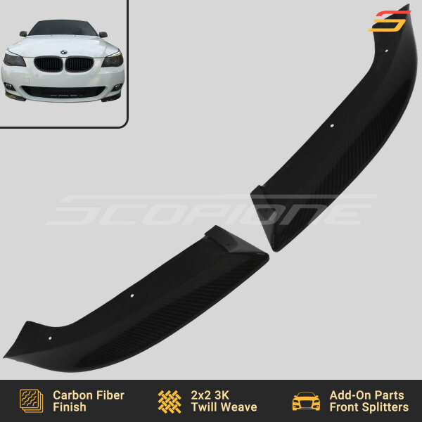 Carbon Fiber Front Bumper Splitters for BMW 04-10 5 Series M-Tech - E60 E61 - Image 3