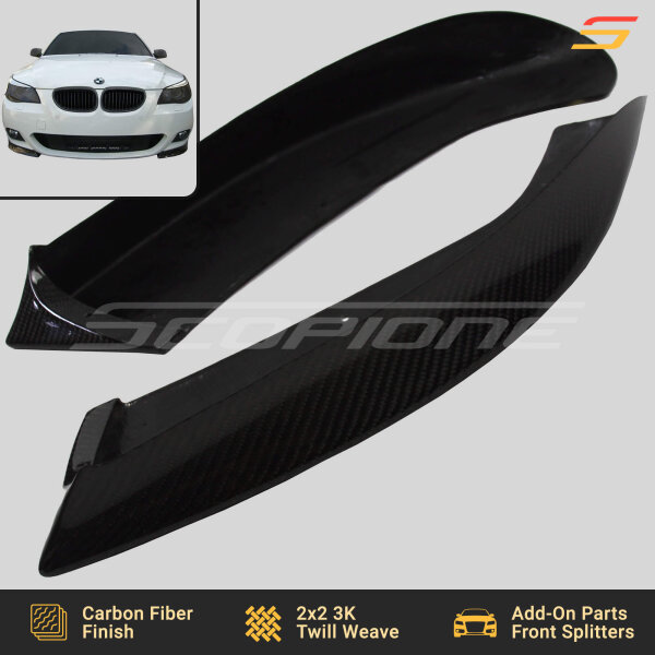 Carbon Fiber Front Bumper Splitters for BMW 04-10 5 Series M-Tech - E60 E61 - Image 5