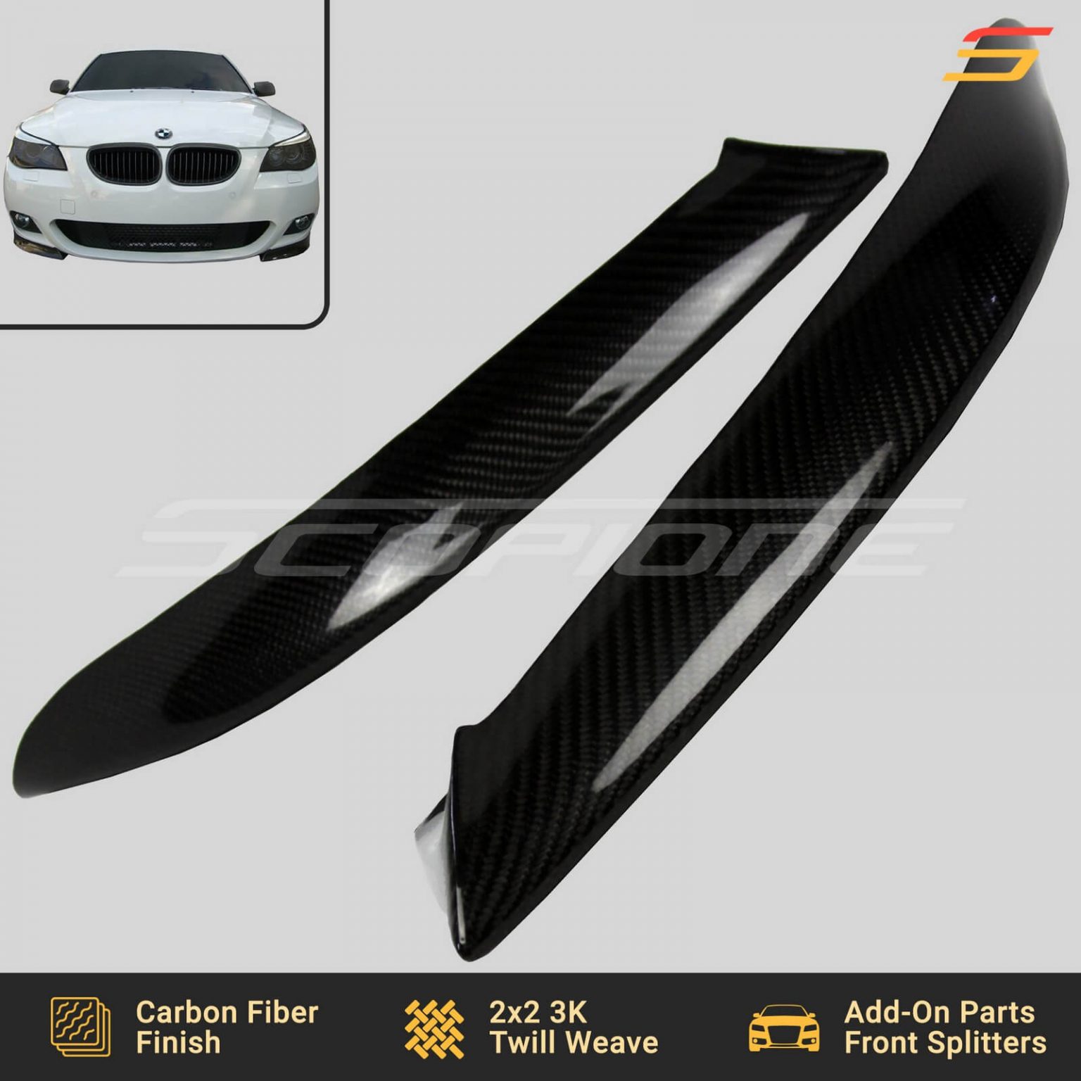 Scopione Carbon Fiber Front Splitters for BMW 5 Series M-Tech E60 E61