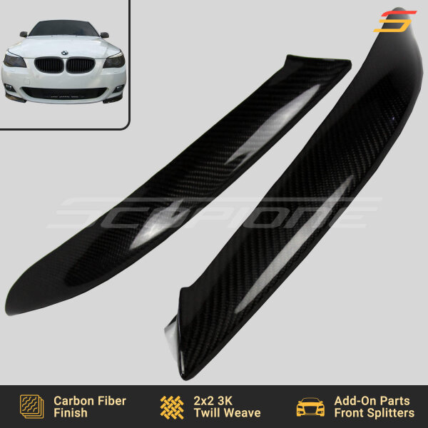 Carbon Fiber Front Bumper Splitters for BMW 04-10 5 Series M-Tech - E60 E61 - Image 2