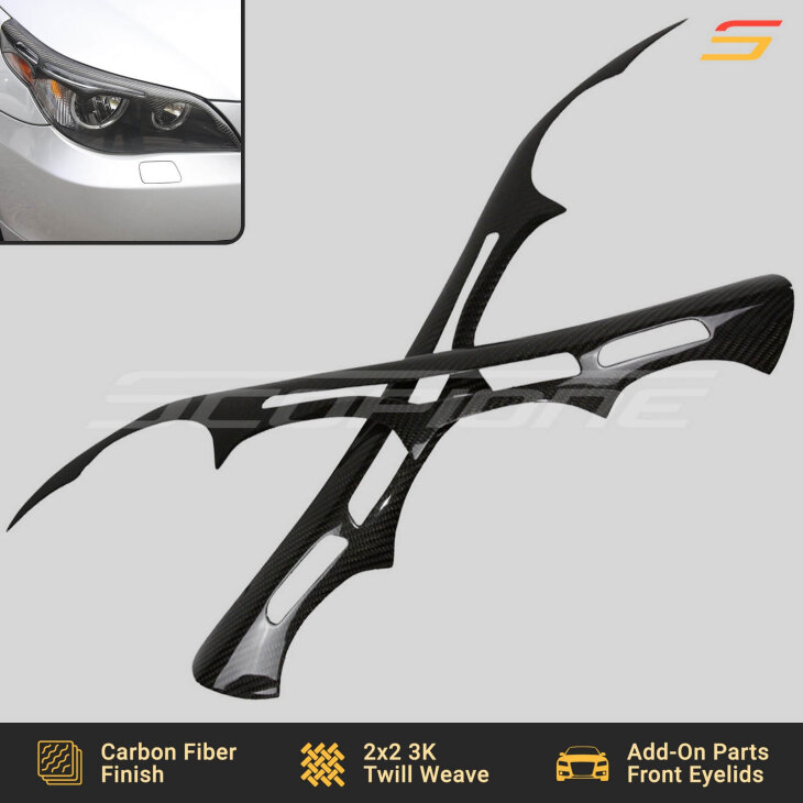 BMW E60 E61 5 Series M5 Style Headlight Eyebrows Eyelids Gloss Black ABS £23.95 - UK