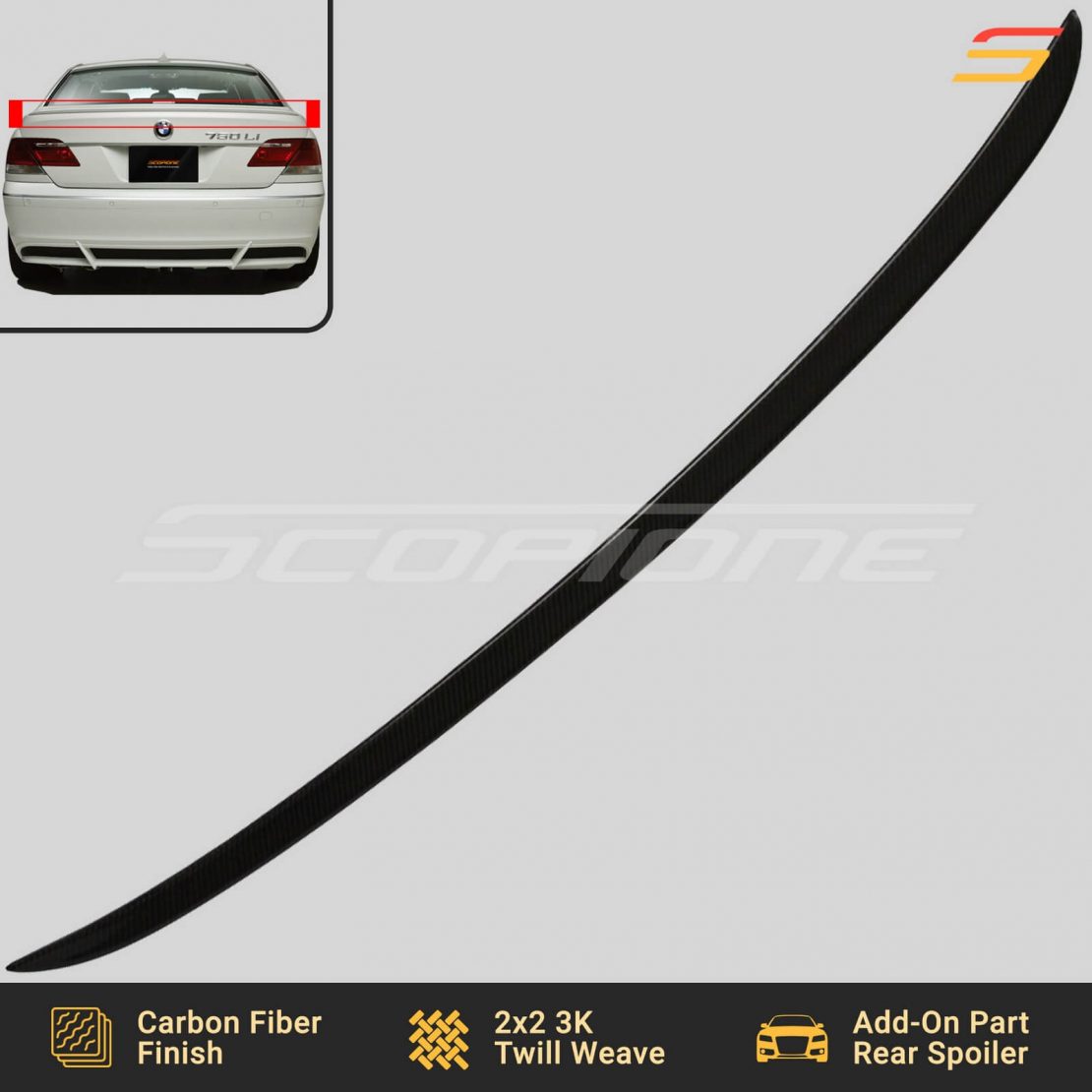 Scopione Carbon Fiber Rear Trunk Spoiler for BMW 7 Series E65 E66