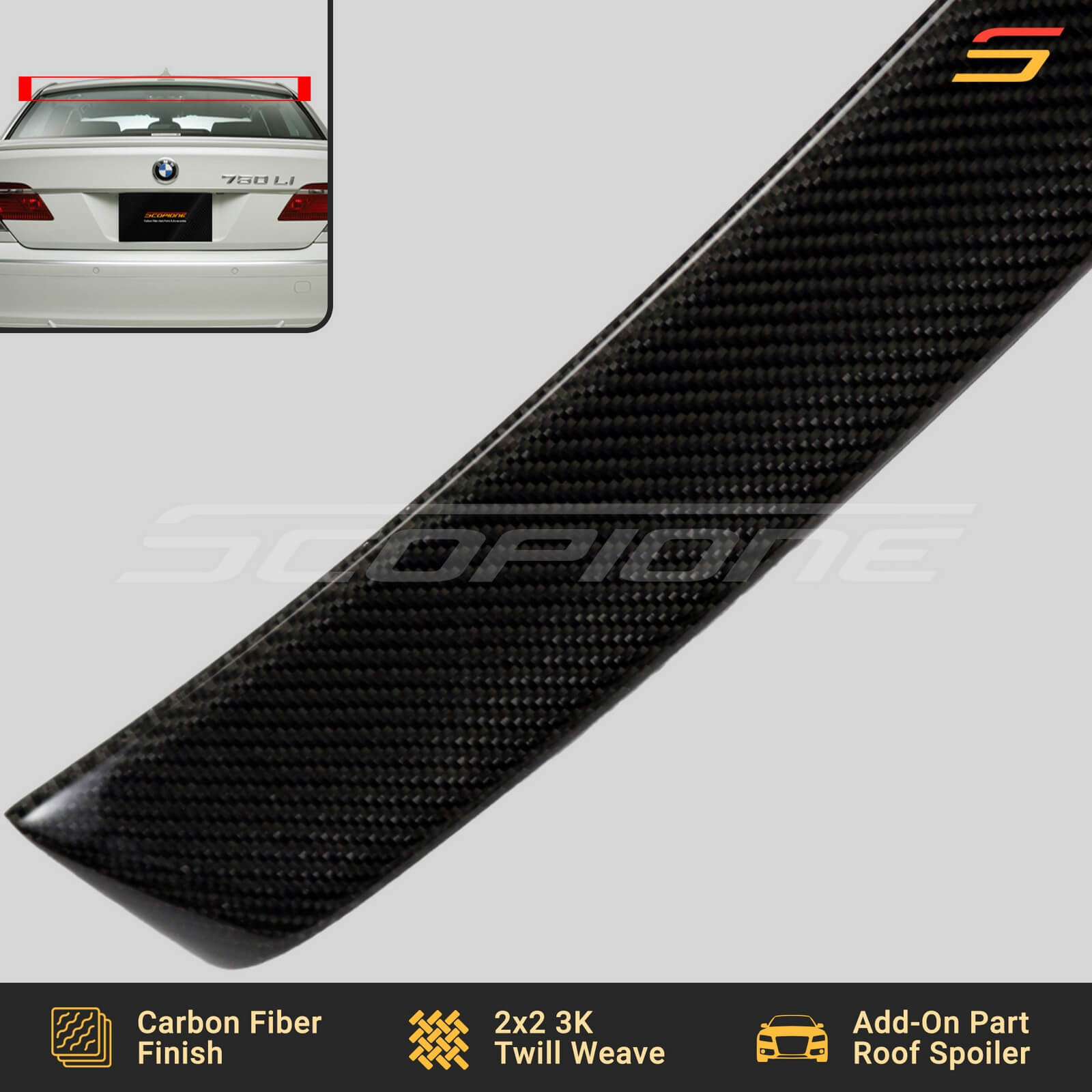 Scopione Carbon Fiber Rear Trunk Spoiler for BMW 7 Series E65 E66