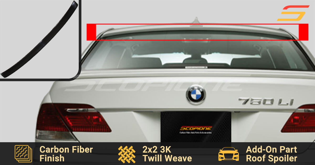 RDX Spoiler Da Tetto Per BMW Serie 7 E65/E66 (2000-2005) - Materiale ABS Non Verniciato Con Certificato TÜV