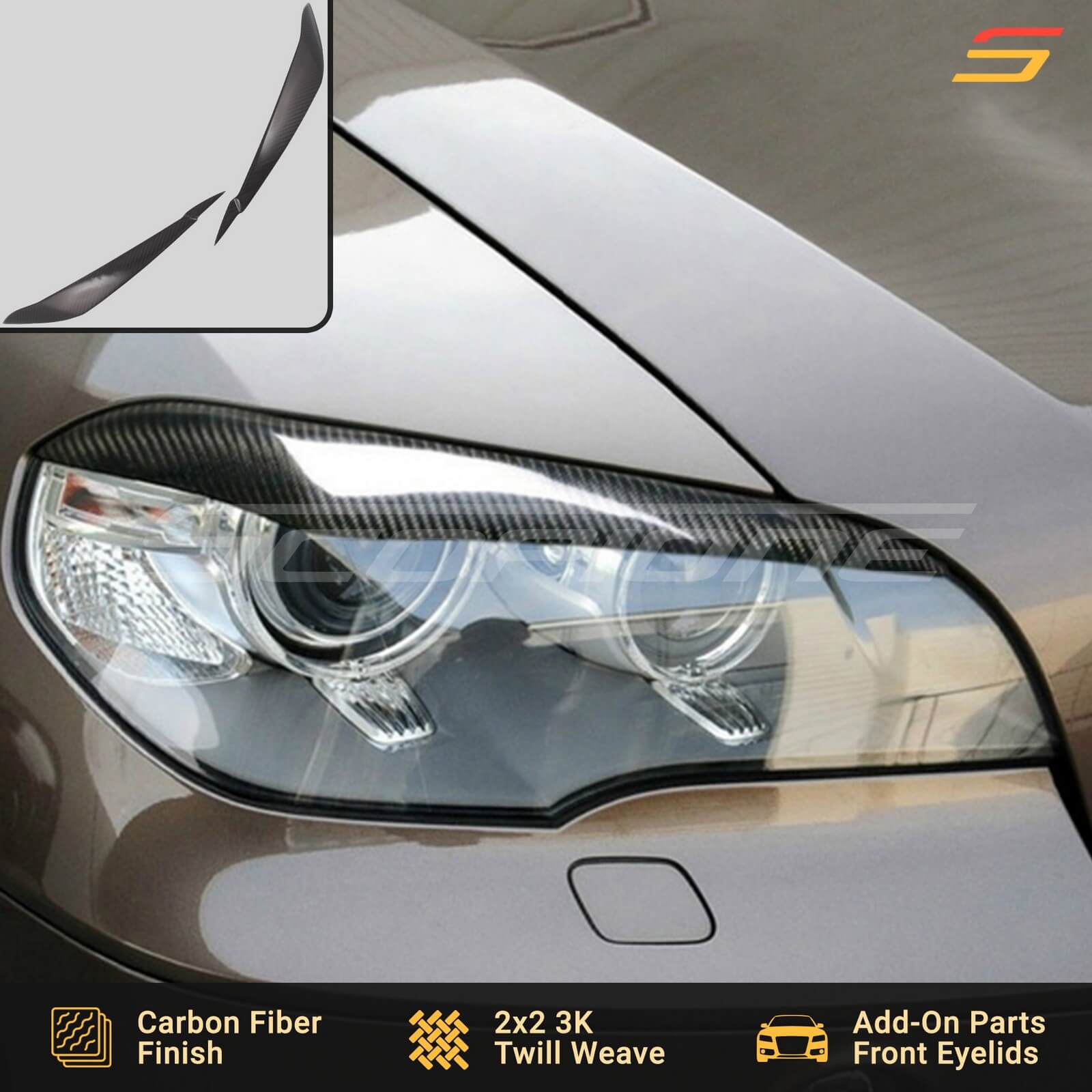 MV-Tuning Front Eyelids Eyebrows Headlights Covers for BMW X5 E70