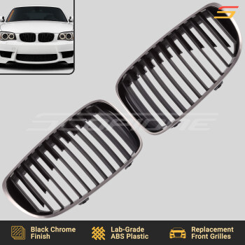 Scopione Black Chrome LCI Kidney Grille Set for BMW 08-13 1 Series E81 E82 E87 E88