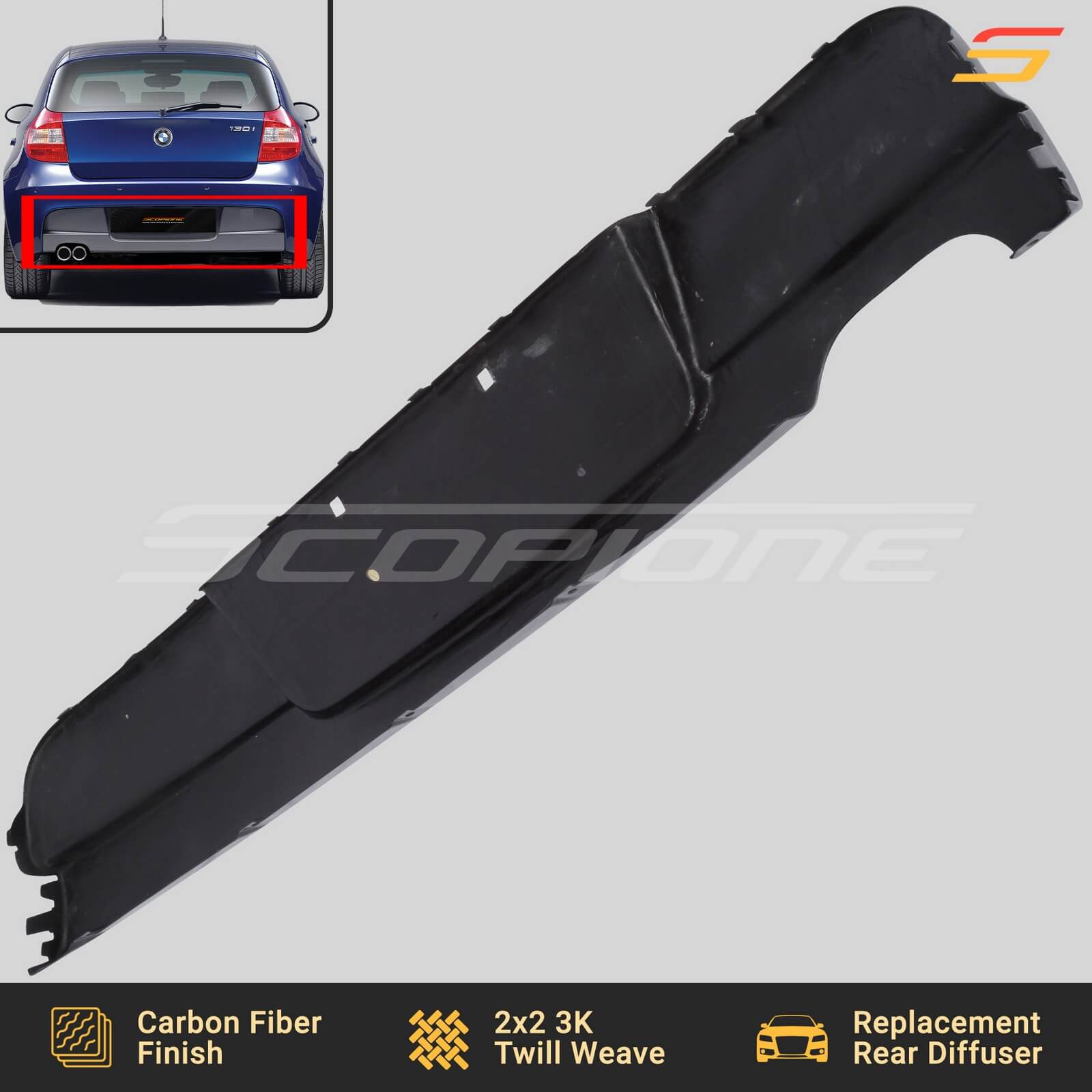 Scopione Carbon Fiber Rear M-Tech Bumper Diffuser for BMW 1 Series
