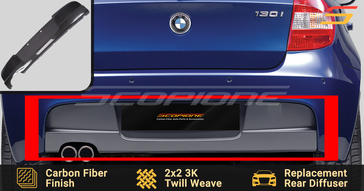 Carbon Fiber Rear M-Tech Bumper Diffuser for BMW 1 E81 E87