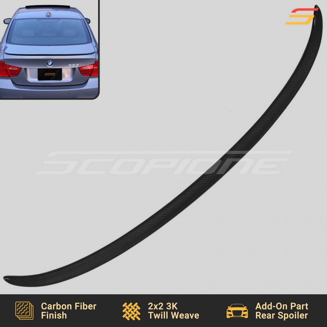 Carbon Fiber SC2 Rear Trunk Spoiler for BMW E90 M3 3 Series Sedan by  Scopione
