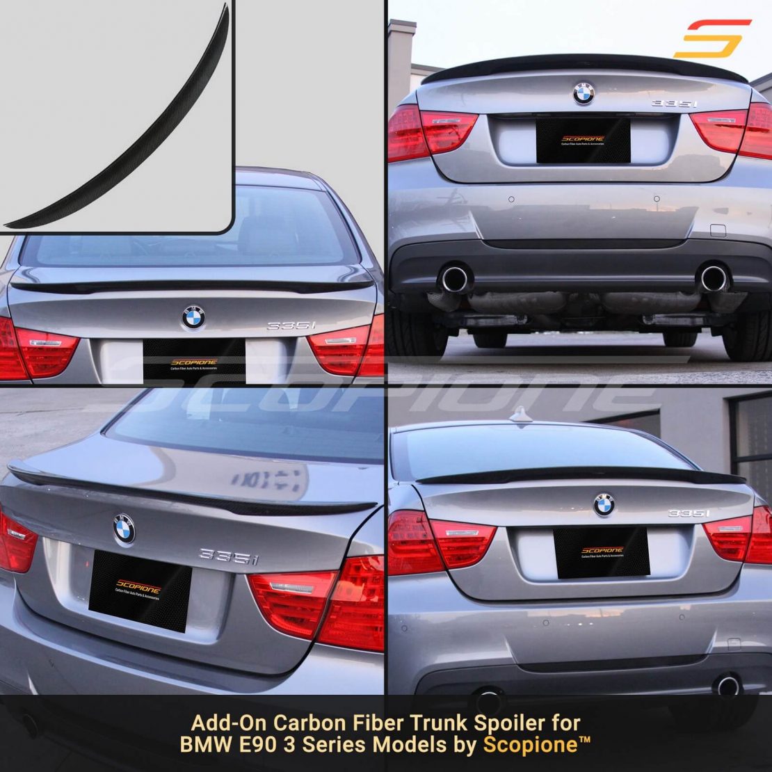 Scopione Carbon Fiber Rear Sc Trunk Spoiler For Bmw Series E Sedan