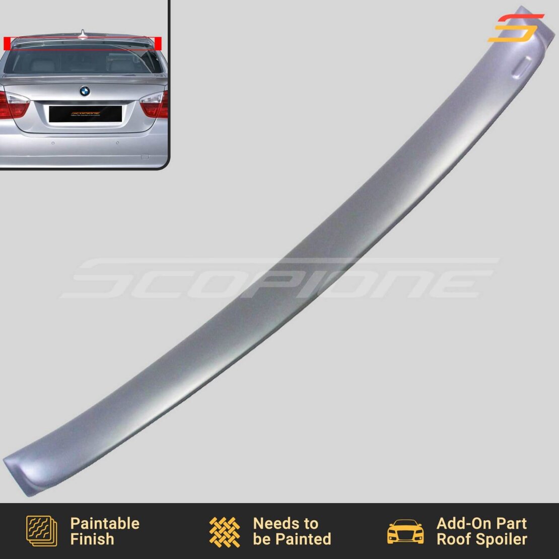 229V Rear Window Roof Spoiler For BMW 3 Series E90 Sedan (2006-2011) – Unpainted, Flexible PU