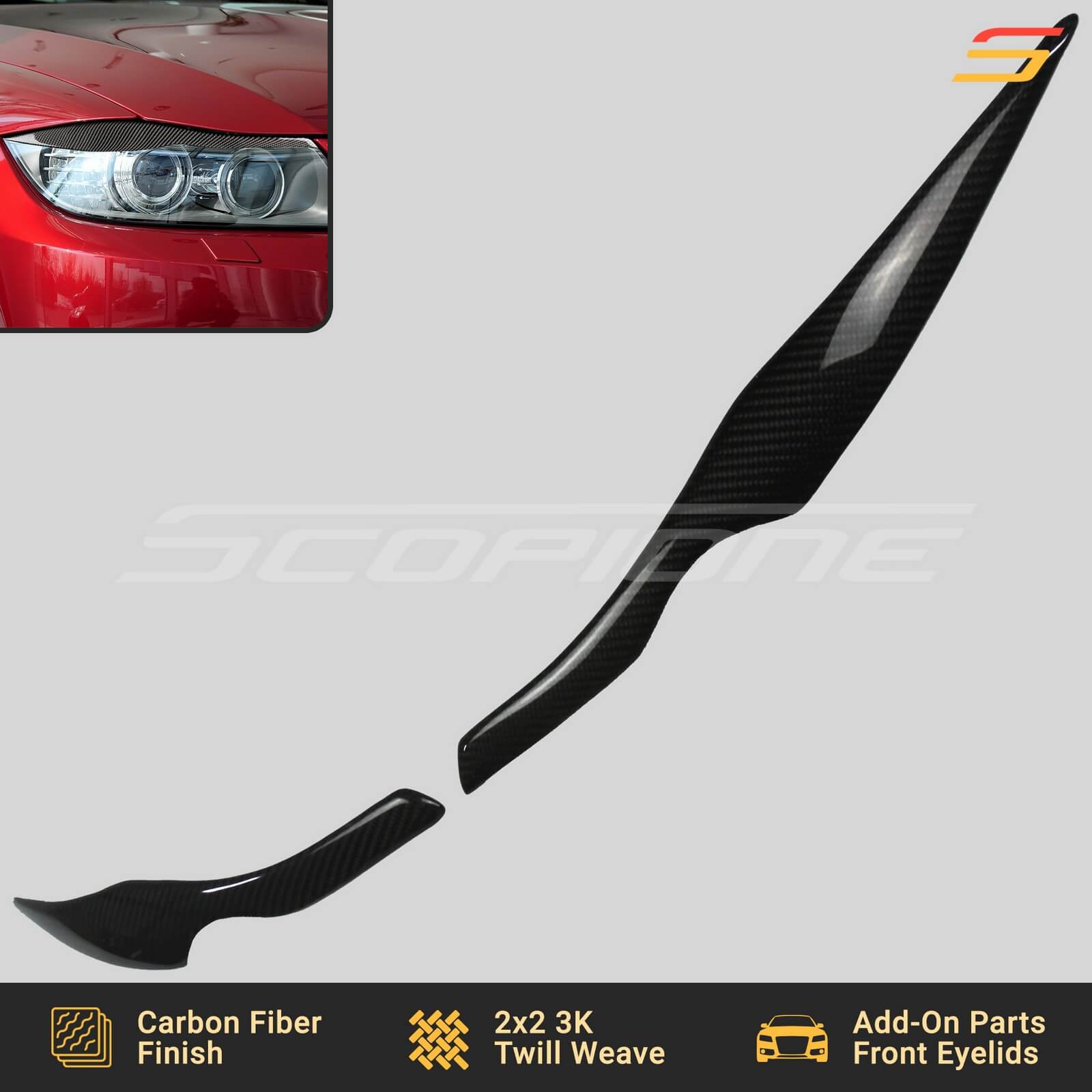 Scopione Carbon Fiber Headlight Eyelids for BMW 3 Series E90 E91 M3
