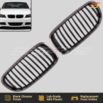Scopione Black Chrome LCI Kidney Grille Set for BMW 09-11 4dr 3 Series E90 E91