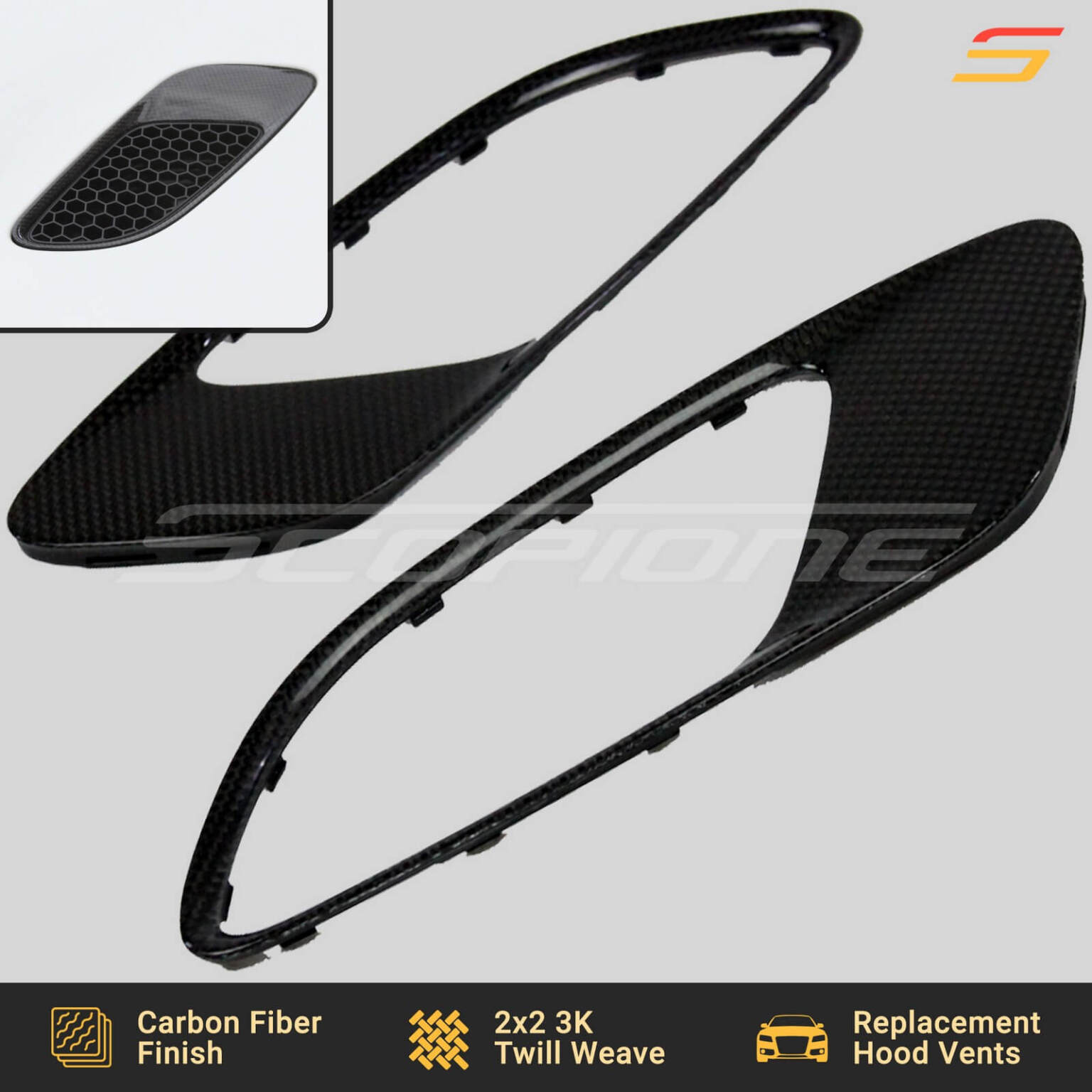 Scopione Carbon Fiber Hood Air Vent Scoops for BMW 3 Series M3 E90 E92 E93