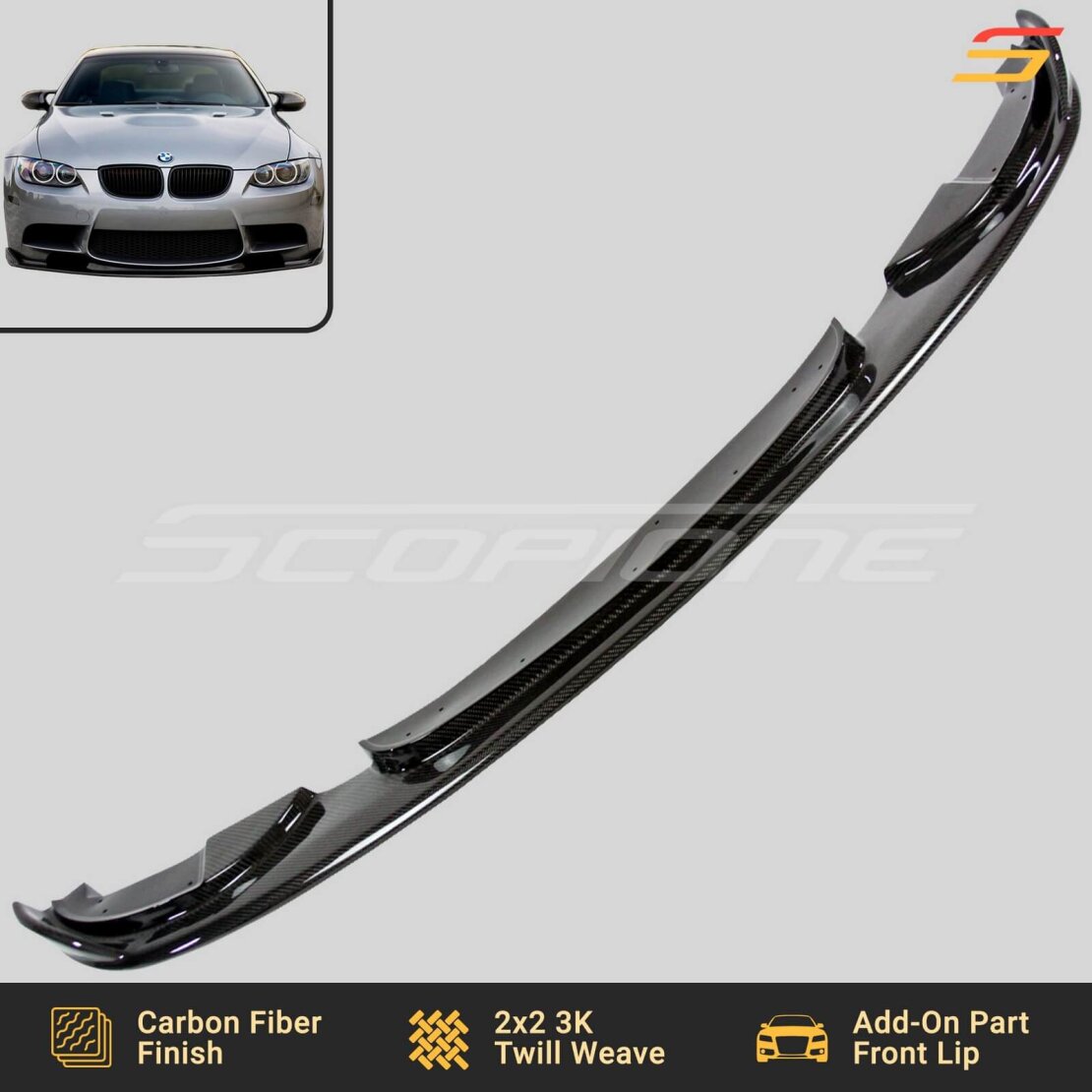 Carbon Fiber H-Style Front Bumper Lip Splitter For 06-13 BMW E90 E92 E93 3 Series 5 thumbnail image